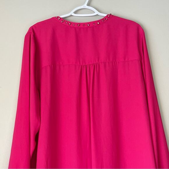CJ Banks Pink Blouse with Pink Beaded Neckline Size 1X - Picture 7 of 11